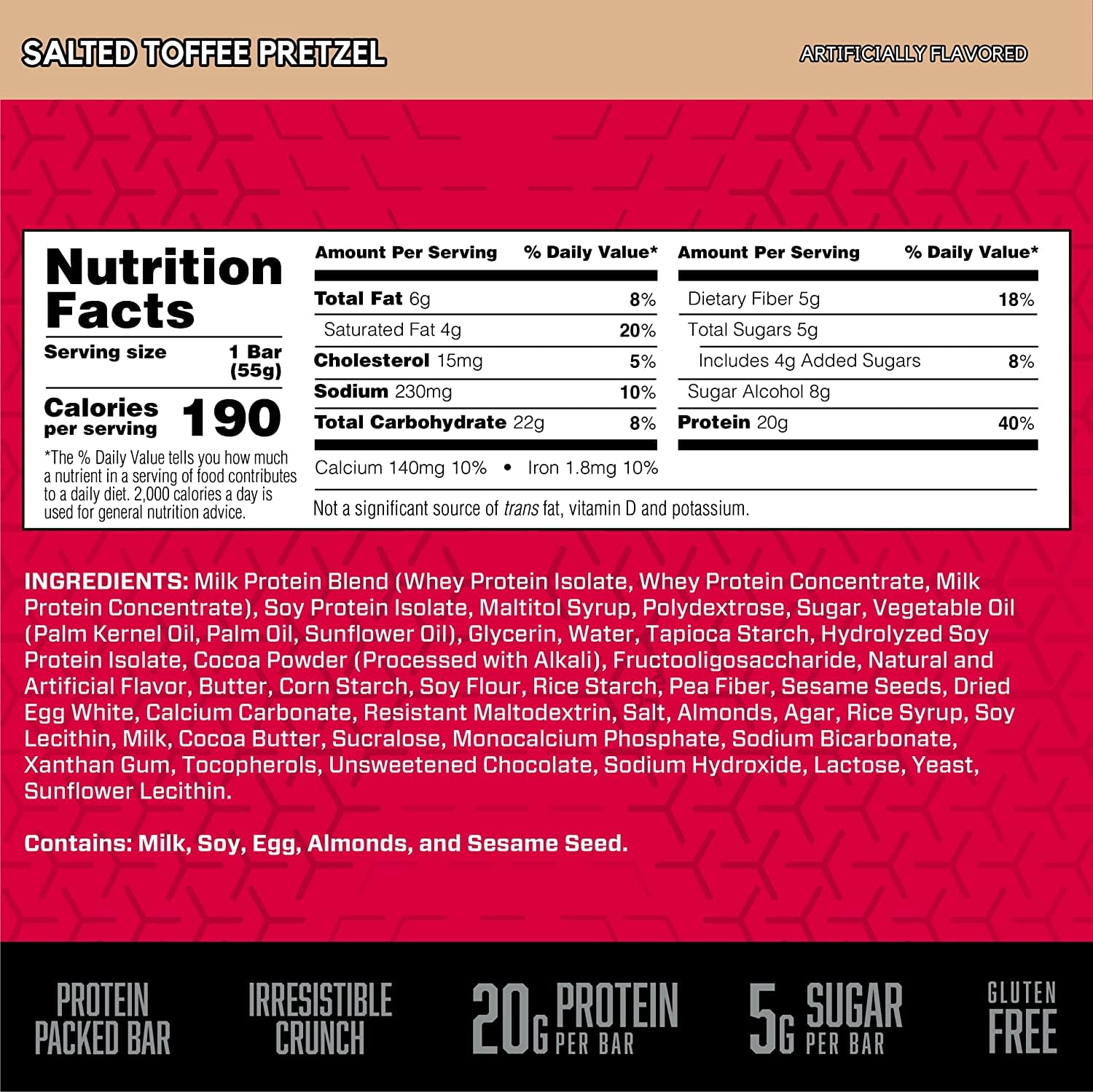 Foto 4 pulgar | Pretzel Protein Snack Bar Bsn Protein Crisp Con Caramelo Salado, 20 G - Venta Internacional.