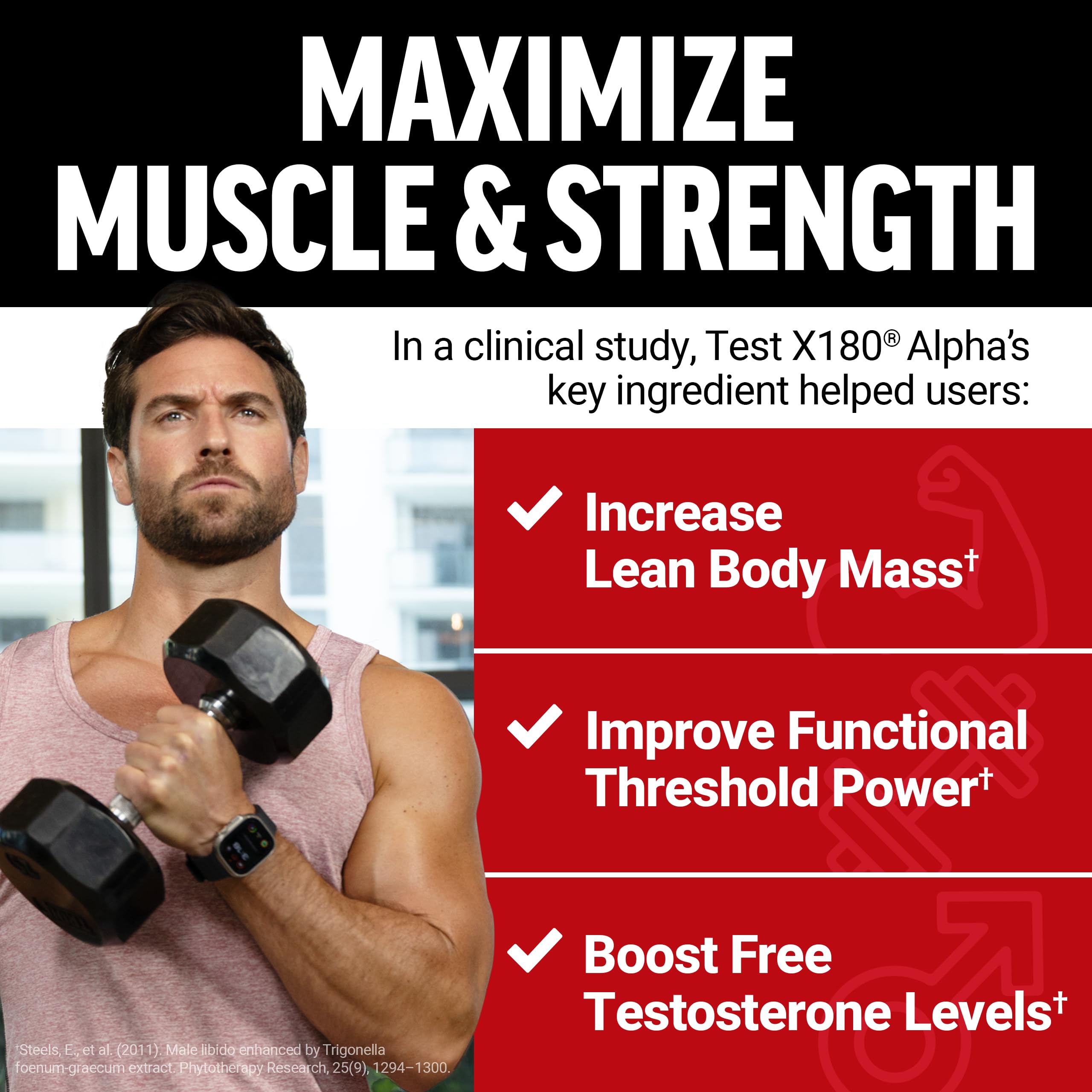 Foto 4 pulgar | Testosterone Booster Force Factor Test X180 Alpha 120 Cápsulas - Venta Internacional.