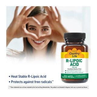 Foto 2 | Suplemento Country Life De Ácido R-lipoico 100 Mg 60 Cápsulas Veganas - Venta Internacional.