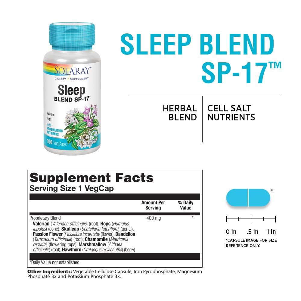 Foto 2 | Suplemento Solaray Sleep Blend Sp-17 Herbal 100 Cápsulas Vegetales - Venta Internacional.