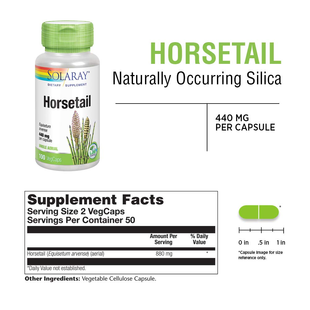 Foto 3 pulgar | Suplemento Solaray Horsetail 880 Mg Con Sílice 100 Cápsulas Vegetales - Venta Internacional.