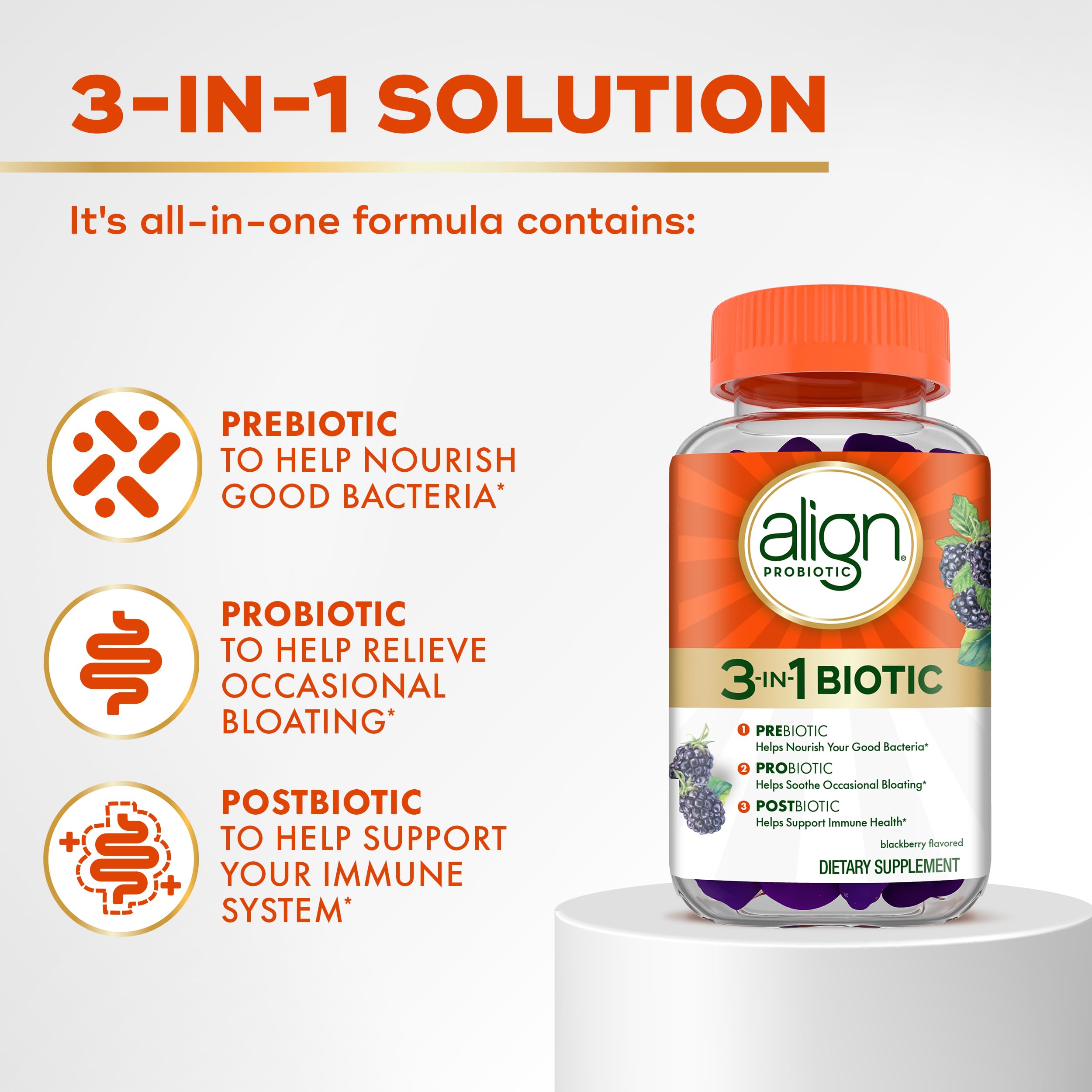 Foto 2 | Gomitas Bióticas 3 En 1 Supplement Align Probiotic 50 Unidades - Venta Internacional.