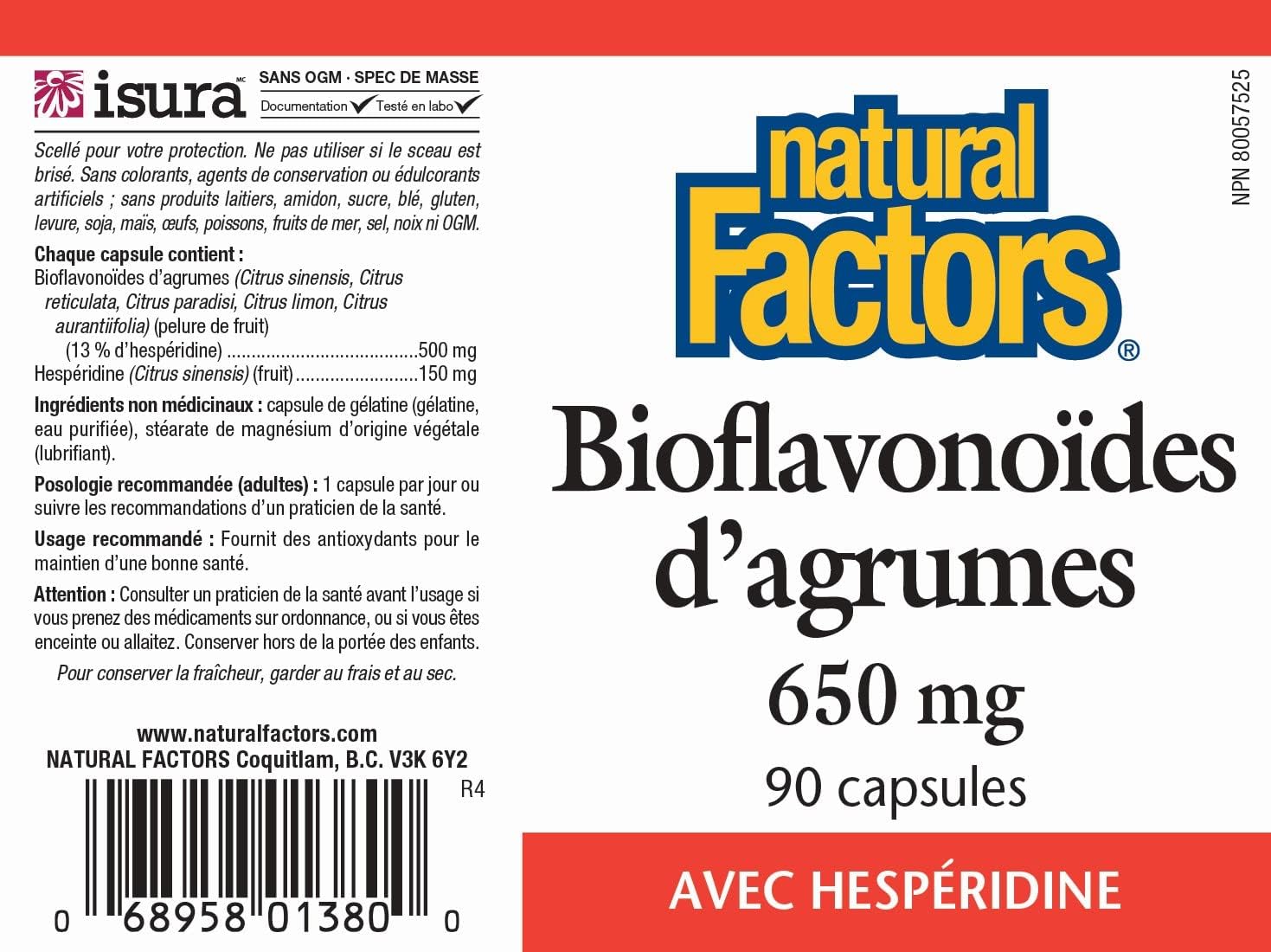Foto 5 pulgar | Suplemento De Bioflavonoides Cítricos De Natural Factors 650 Mg 90 Cápsulas - Venta Internacional.