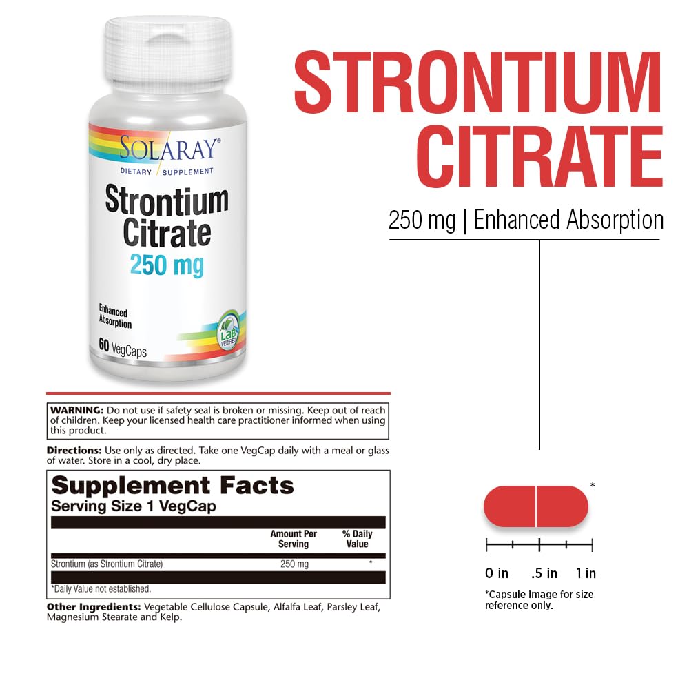 Foto 4 pulgar | Suplemento Solaray De Citrato De Estroncio 250 Mg Para Huesos Y Dientes - Venta Internacional.