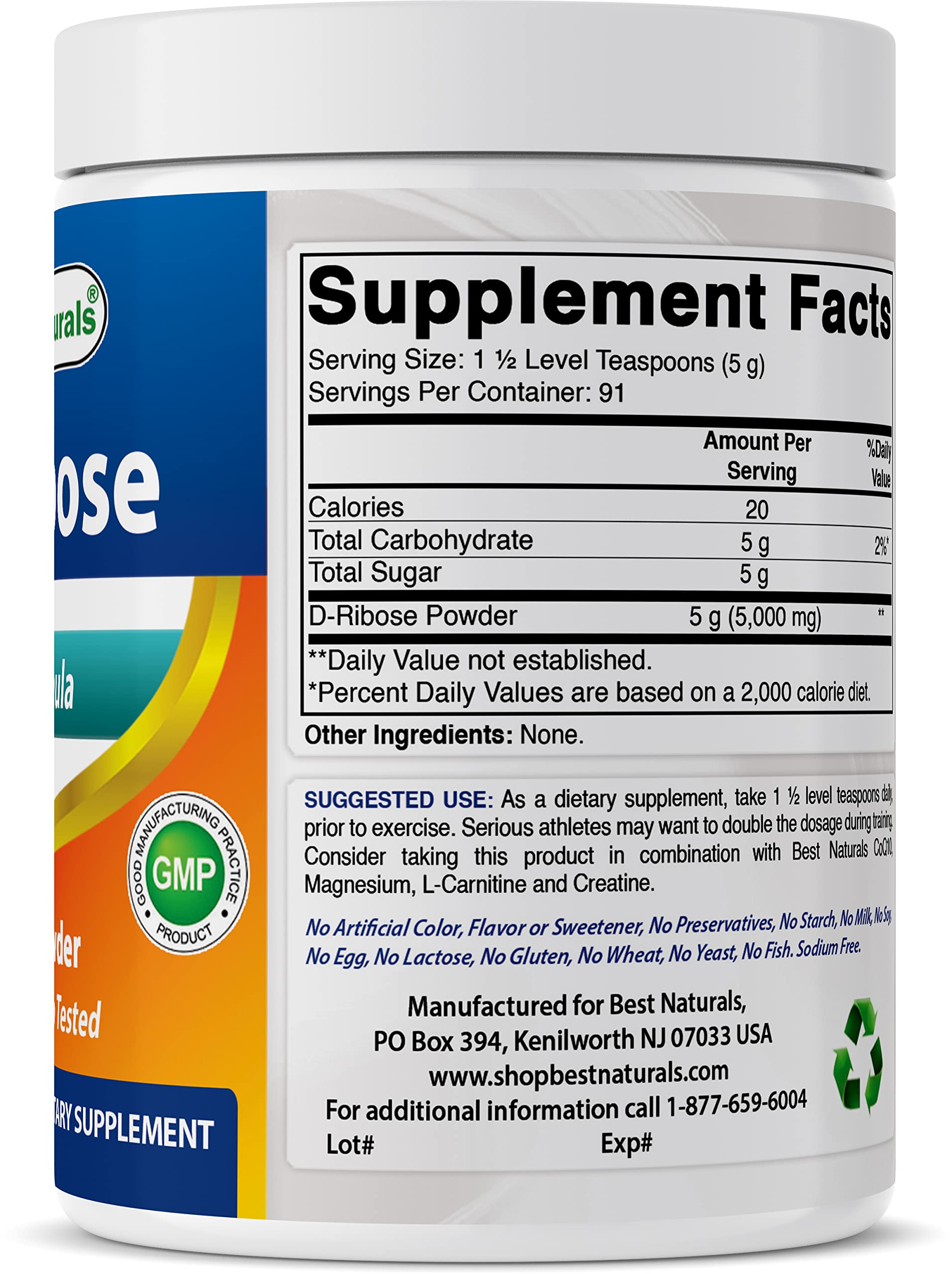 Foto 6 pulgar | Suplemento Best Naturals D-ribosa En Polvo 454 G - Venta Internacional.