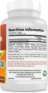 Foto 2 | Suplemento Best Naturals Citrato De Potasio 99 Mg 500 Comprimidos - Venta Internacional.