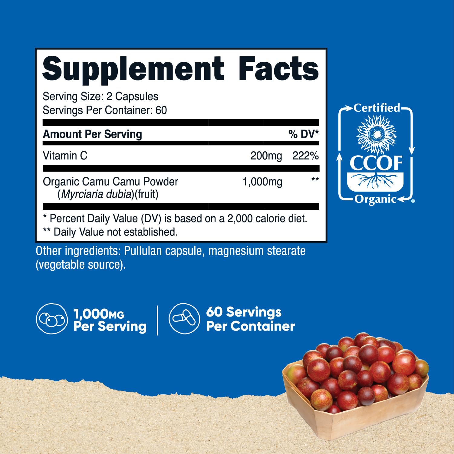 Foto 3 pulgar | Suplemento Nutricost Camu Camu 1000 Mg 120 Cápsulas - Venta Internacional.