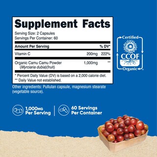 Foto 2 | Suplemento Nutricost Camu Camu 1000 Mg 120 Cápsulas - Venta Internacional.