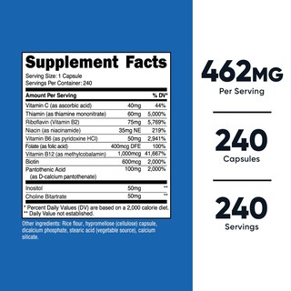 Foto 2 | Complemente El Complejo De Vitamina B Nutricost 460 Mg Con Vitamina C - Venta Internacional.