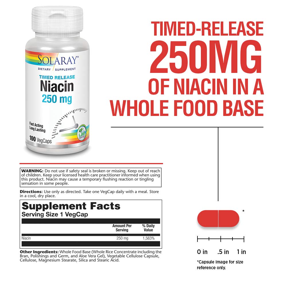 Foto 4 pulgar | Suplemento Solaray De Niacina De Liberación Prolongada De 250 Mg Para La Salud De La Piel - Venta Internacional.