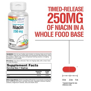 Foto 3 | Suplemento Solaray De Niacina De Liberación Prolongada De 250 Mg Para La Salud De La Piel - Venta Internacional.