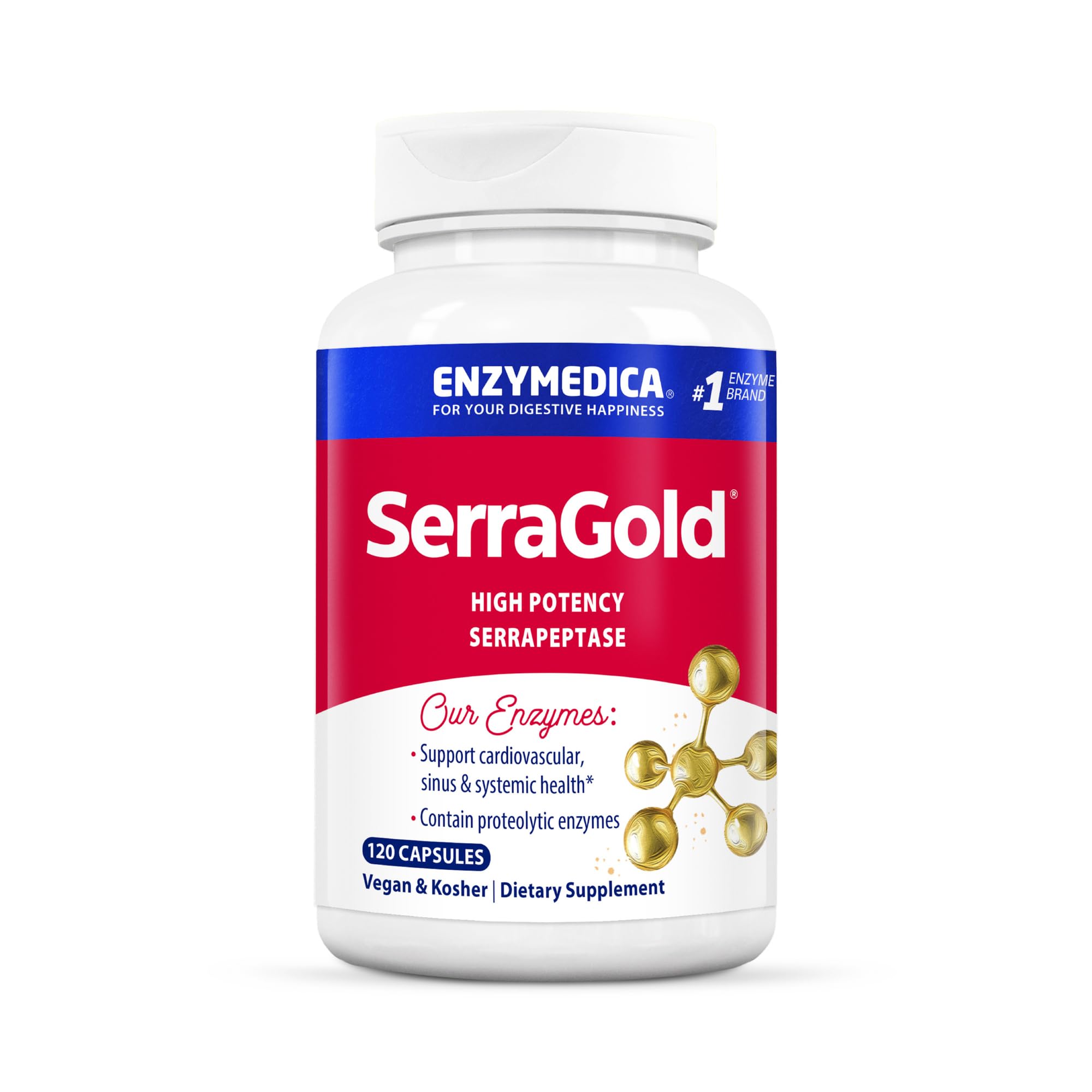 Foto 2 pulgar | Suplemento Enzymedica Serragold Serrapeptase 120 Cápsulas - Venta Internacional.