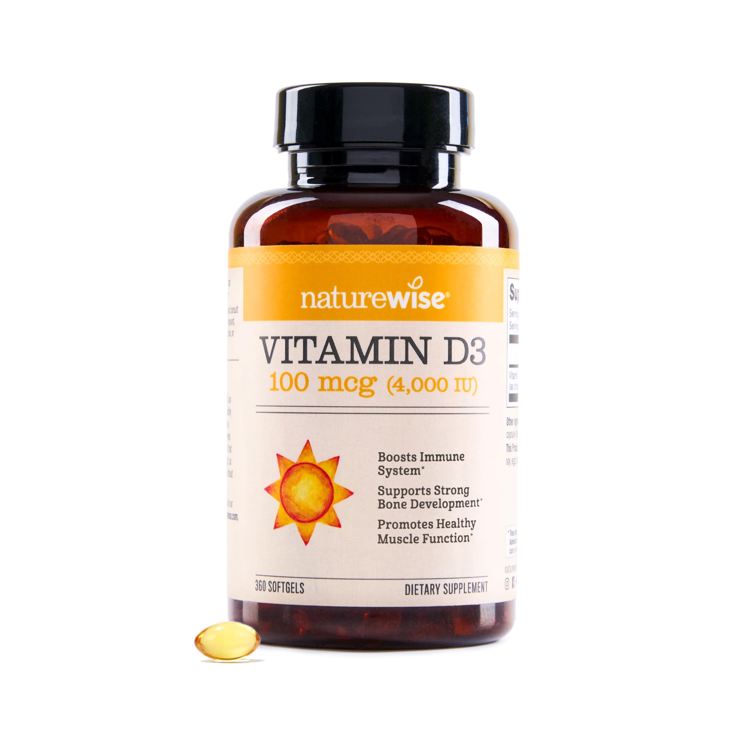 Foto 1 | Vitamina D3 Naturewise 4000 Ui (100 Mcg), Suministro Para 1 Año, 360 Cápsulas Blandas - Venta Internacional.