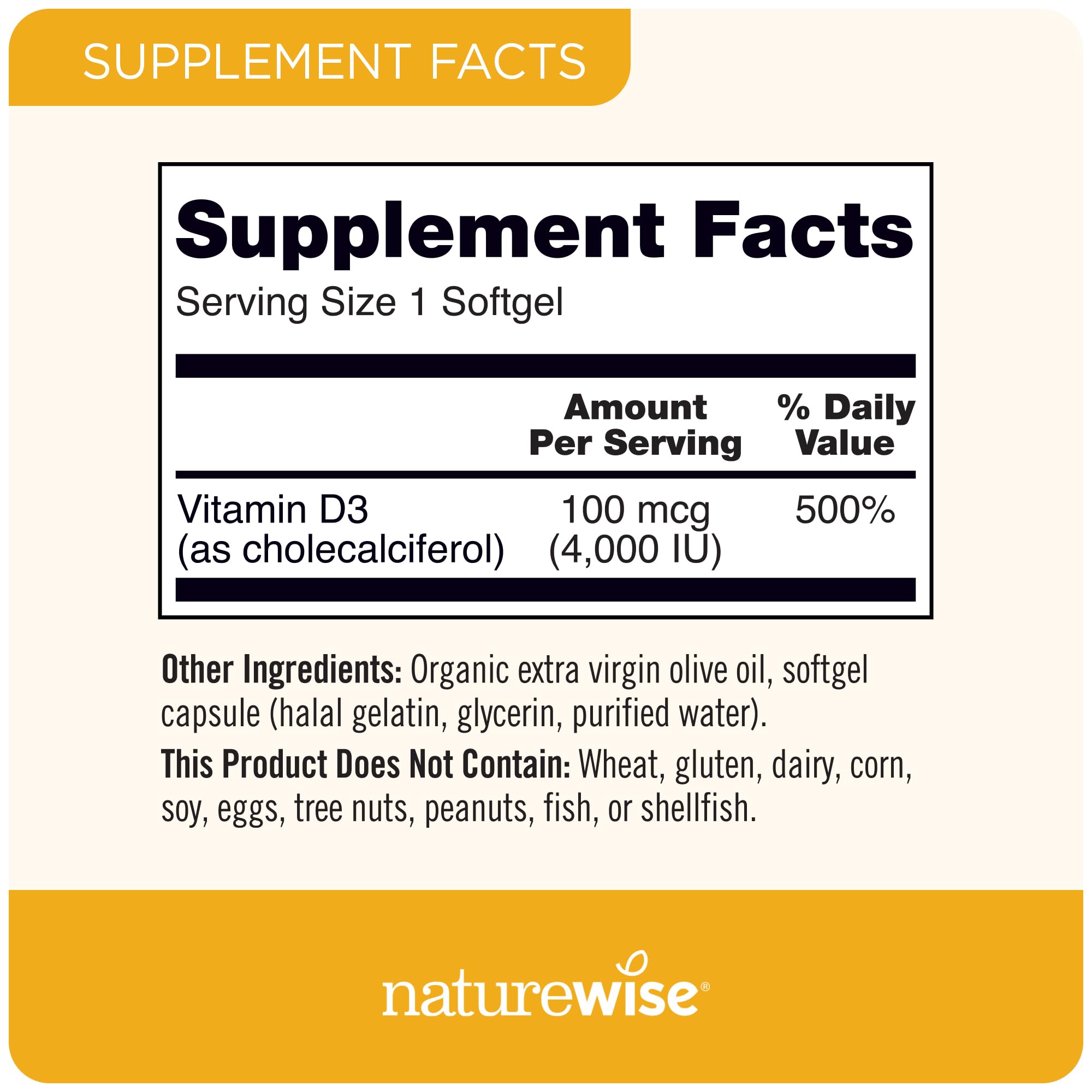 Foto 5 | Vitamina D3 Naturewise 4000 Ui (100 Mcg), Suministro Para 1 Año, 360 Cápsulas Blandas - Venta Internacional.