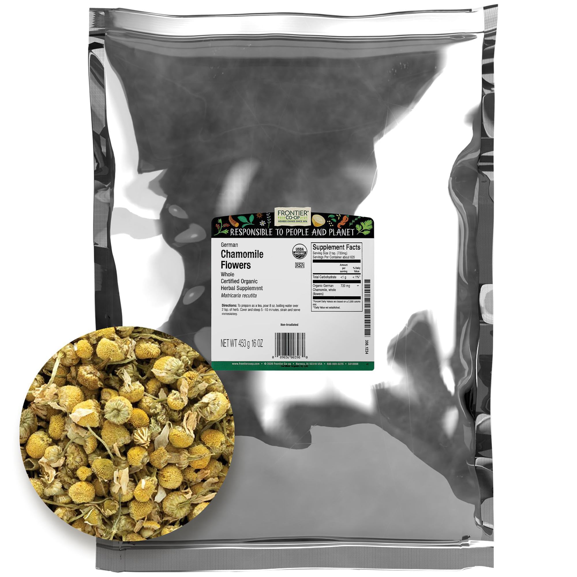 Foto 1 | Flores De Manzanilla Frontier Co-op, Orgánicas, Enteras, 454 G - Venta Internacional.