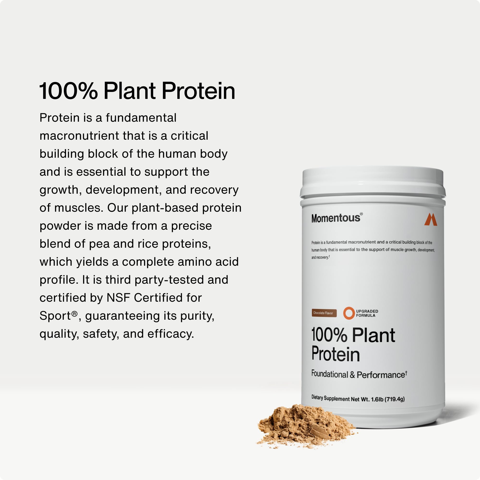 Foto 3 | Proteína En Polvo Momentous Vegan, 20 G, Chocolate Nsf A Base De Plantas - Venta Internacional.