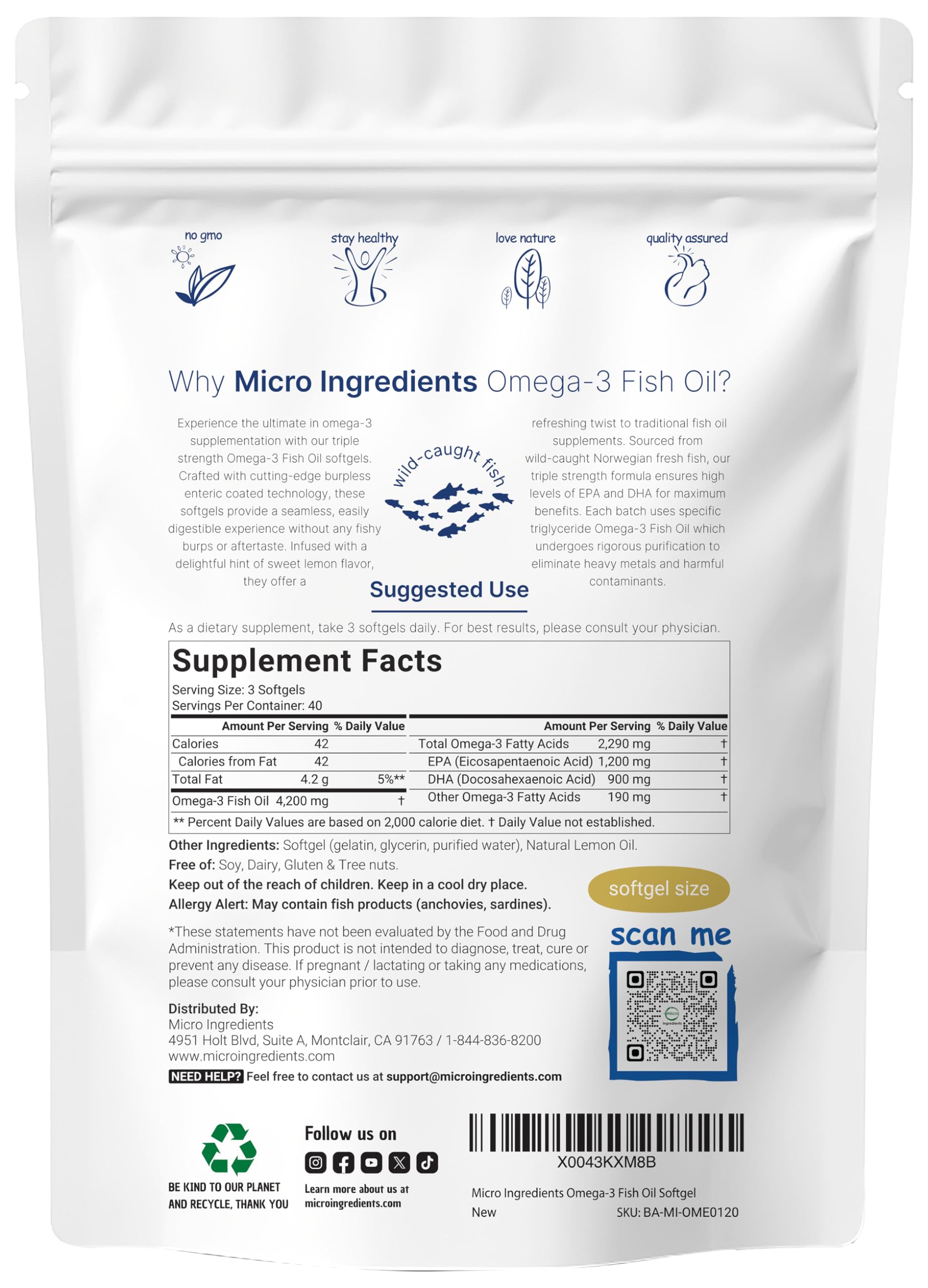 Foto 3 pulgar | Suplementos: Microingredientes: Aceite De Pescado Omega 3 De Triple Potencia - Venta Internacional.