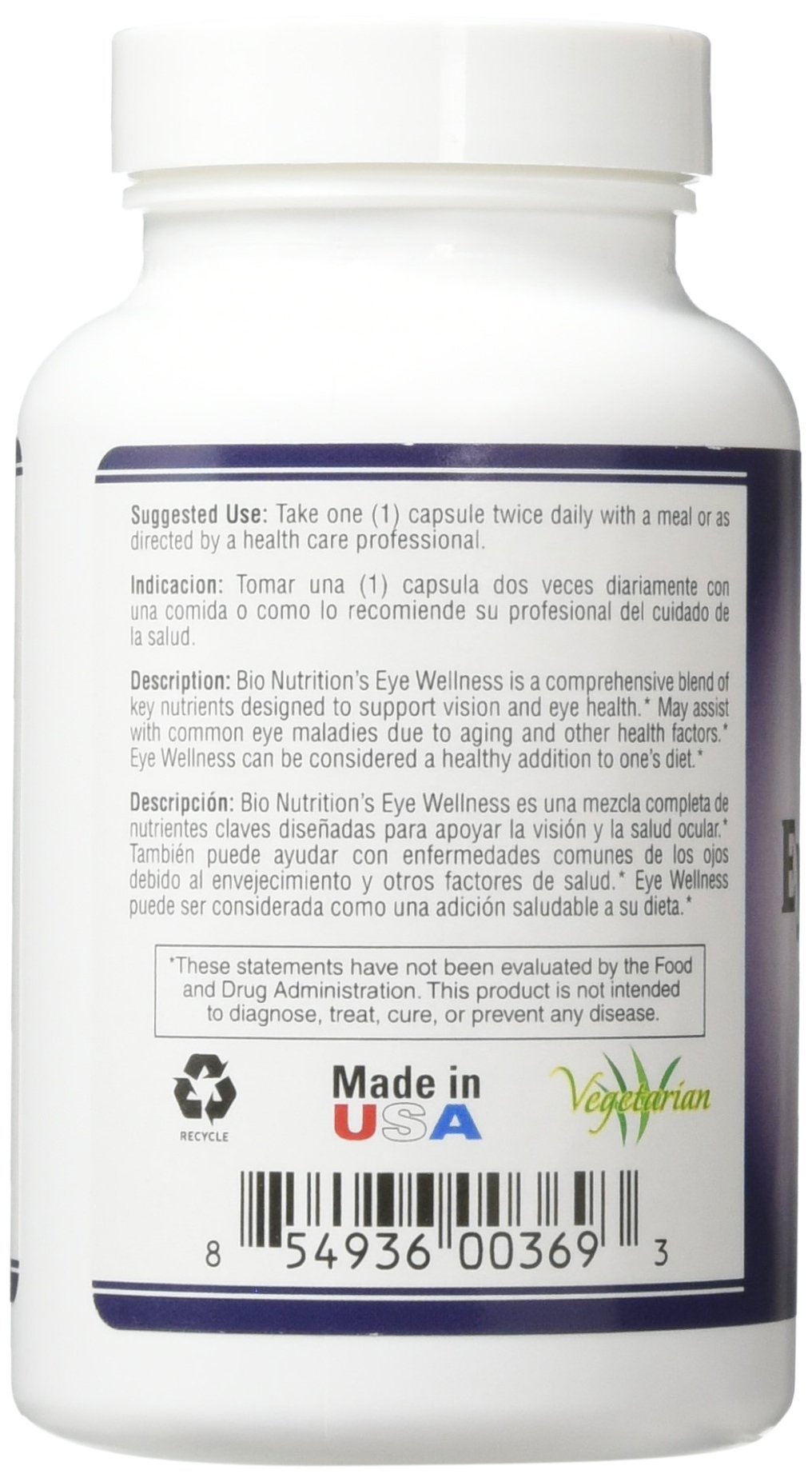 Foto 3 pulgar | Suplemento Bio Nutrition Eye Wellness 60 Cápsulas - Venta Internacional.