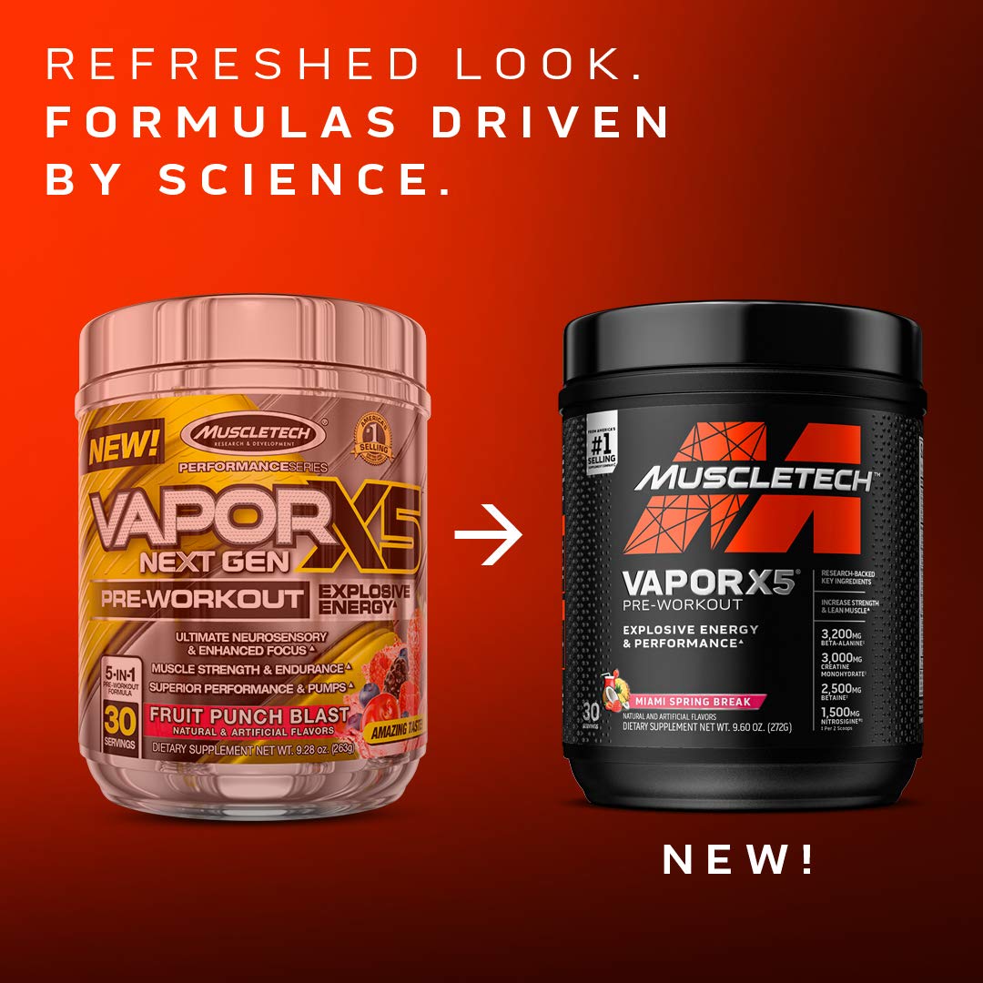 Foto 2 | Polvo Para Antes Del Entrenamiento Muscletech Vapor X5 Blue Raspberry - Venta Internacional.
