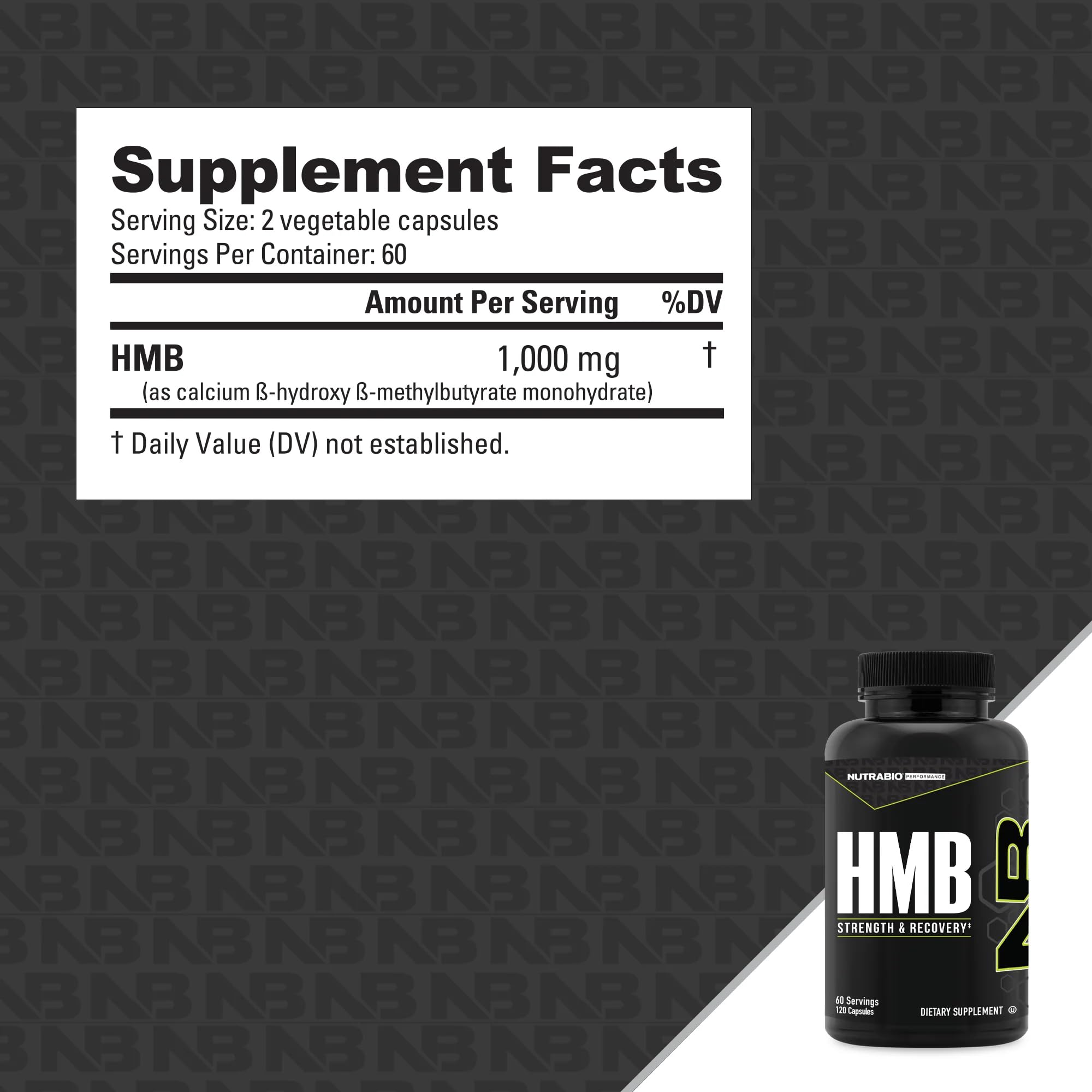 Foto 4 pulgar | Suplemento Nutrabio Hmb 1000 Mg 120 Cápsulas Para Hombres - Venta Internacional.