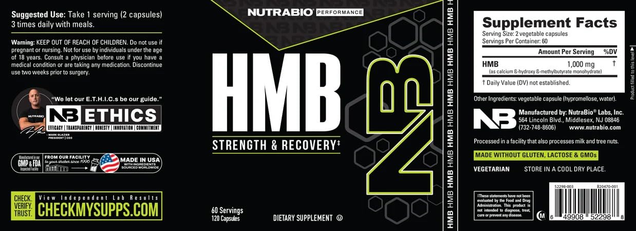 Foto 6 pulgar | Suplemento Nutrabio Hmb 1000 Mg 120 Cápsulas Para Hombres - Venta Internacional.