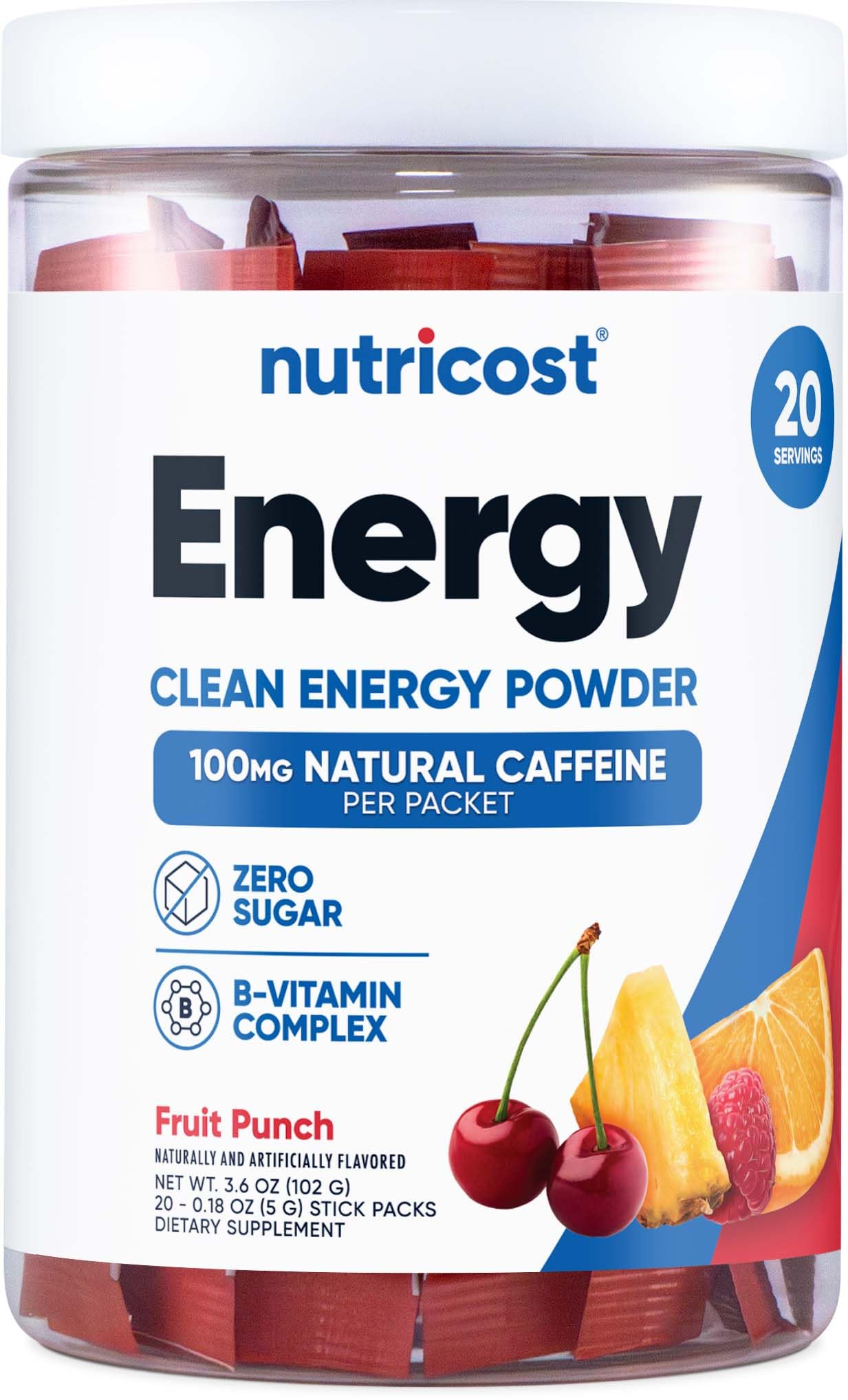 Foto 2 pulgar | Ponche Energético Nutricost Clean Fruit Punch, 20 Porciones - Venta Internacional.