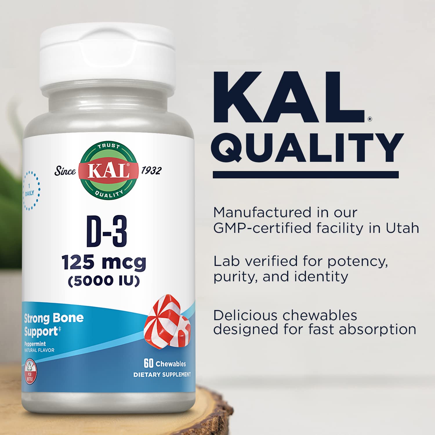 Foto 6 pulgar | Suplemento Kal De Vitamina D3, 5000 Ui, 125 Mcg, Masticables - Venta Internacional.