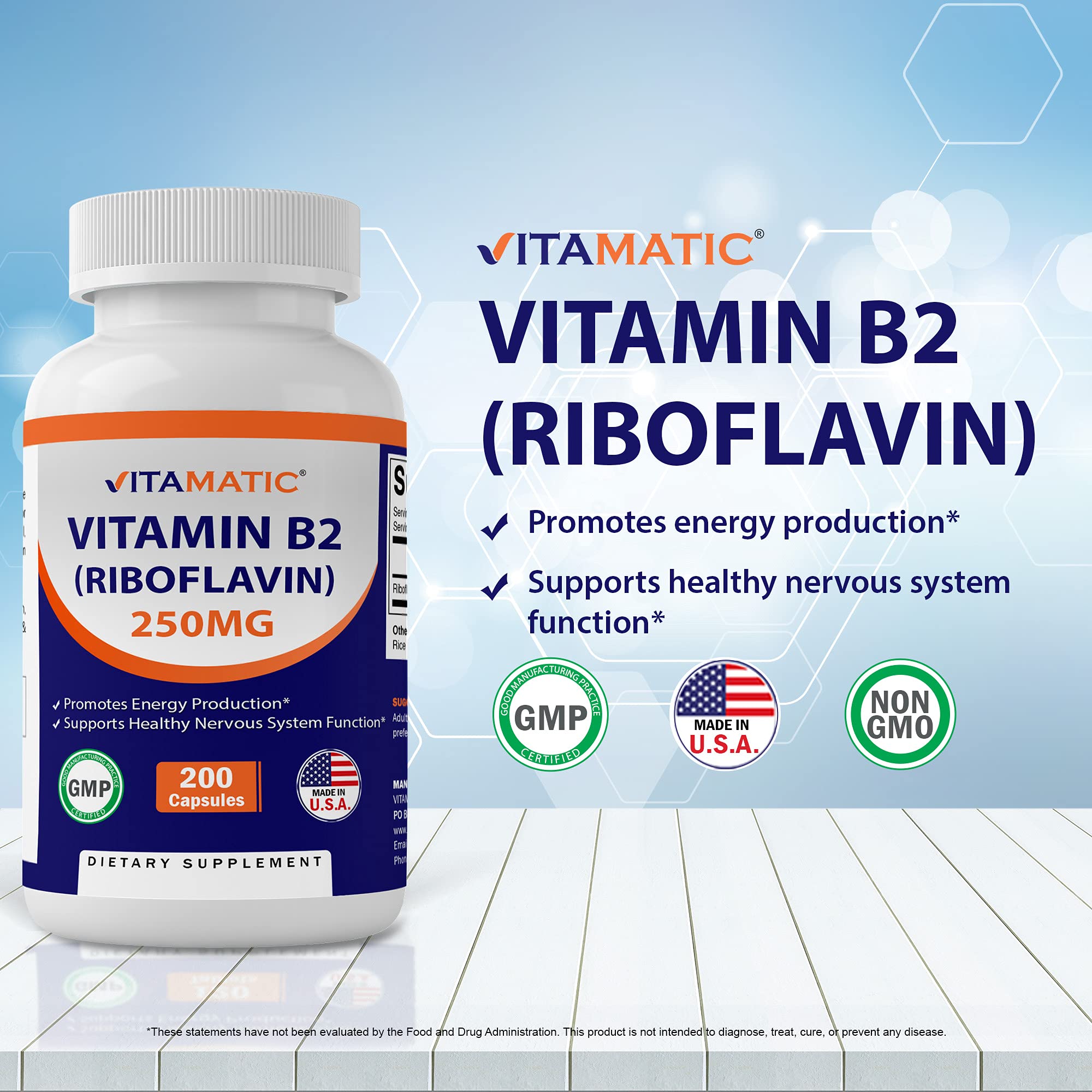 Foto 4 pulgar | Suplemento Vitamático De Vitamina B2 (riboflavina) 250 Mg 200 Cápsulas - Venta Internacional.