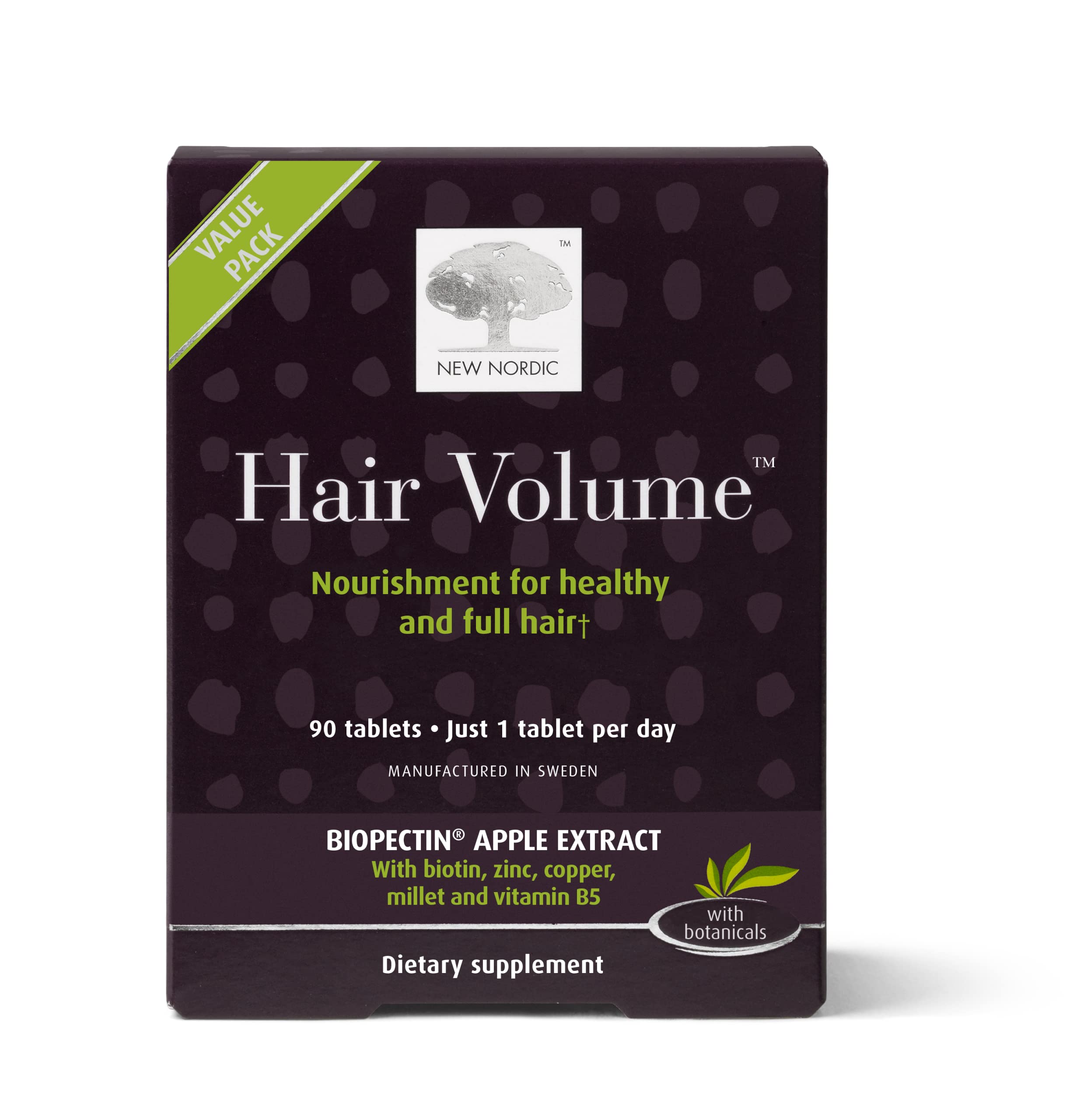 Foto 2 pulgar | Suplemento New Nordic Hair Volume Tablets 3000 Mcg De Biotina 90 Unidades - Venta Internacional.