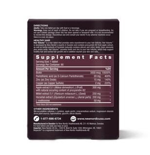 Foto 6 | Suplemento New Nordic Hair Volume Tablets 3000 Mcg De Biotina 90 Unidades - Venta Internacional.