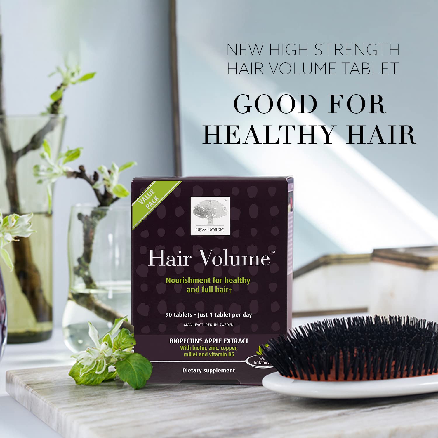 Foto 8 pulgar | Suplemento New Nordic Hair Volume Tablets 3000 Mcg De Biotina 90 Unidades - Venta Internacional.