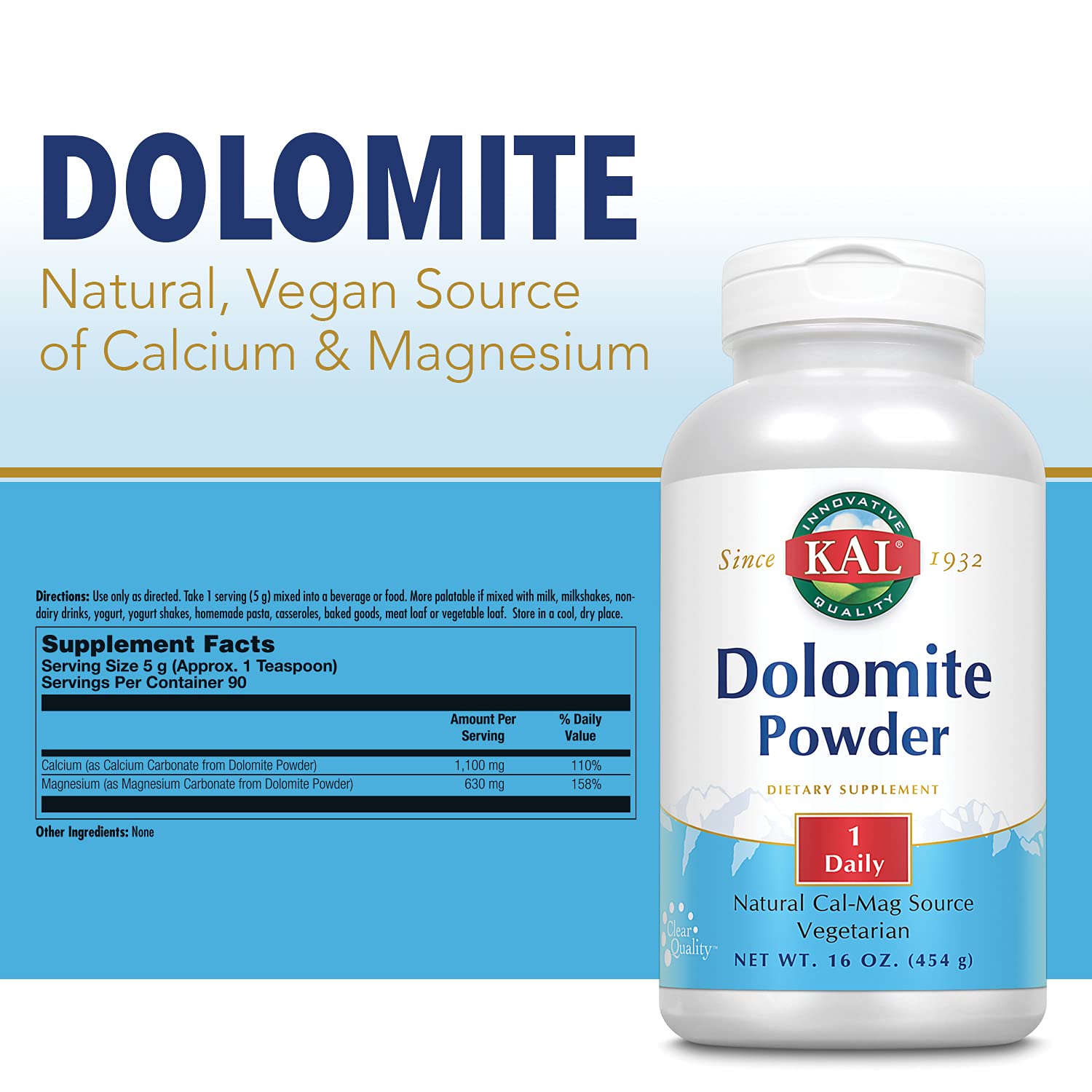 Foto 3 pulgar | Suplemento Kal Dolomite Powder, 454 G, Calcio Y Magnesio - Venta Internacional.