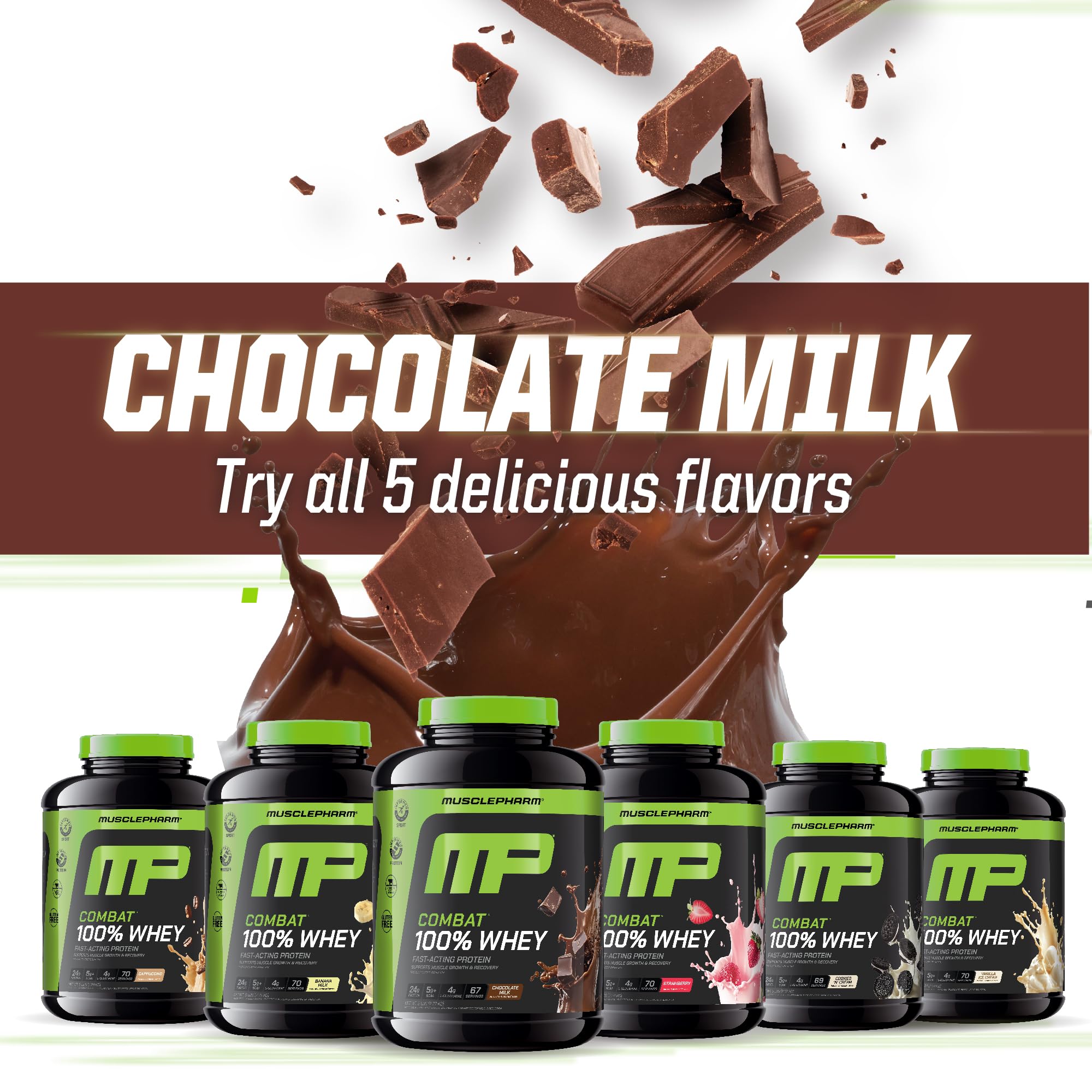 Foto 7 | Proteína De Suero En Polvo Musclepharm Combat 100% Chocolate 2,27 Kg - Venta Internacional.