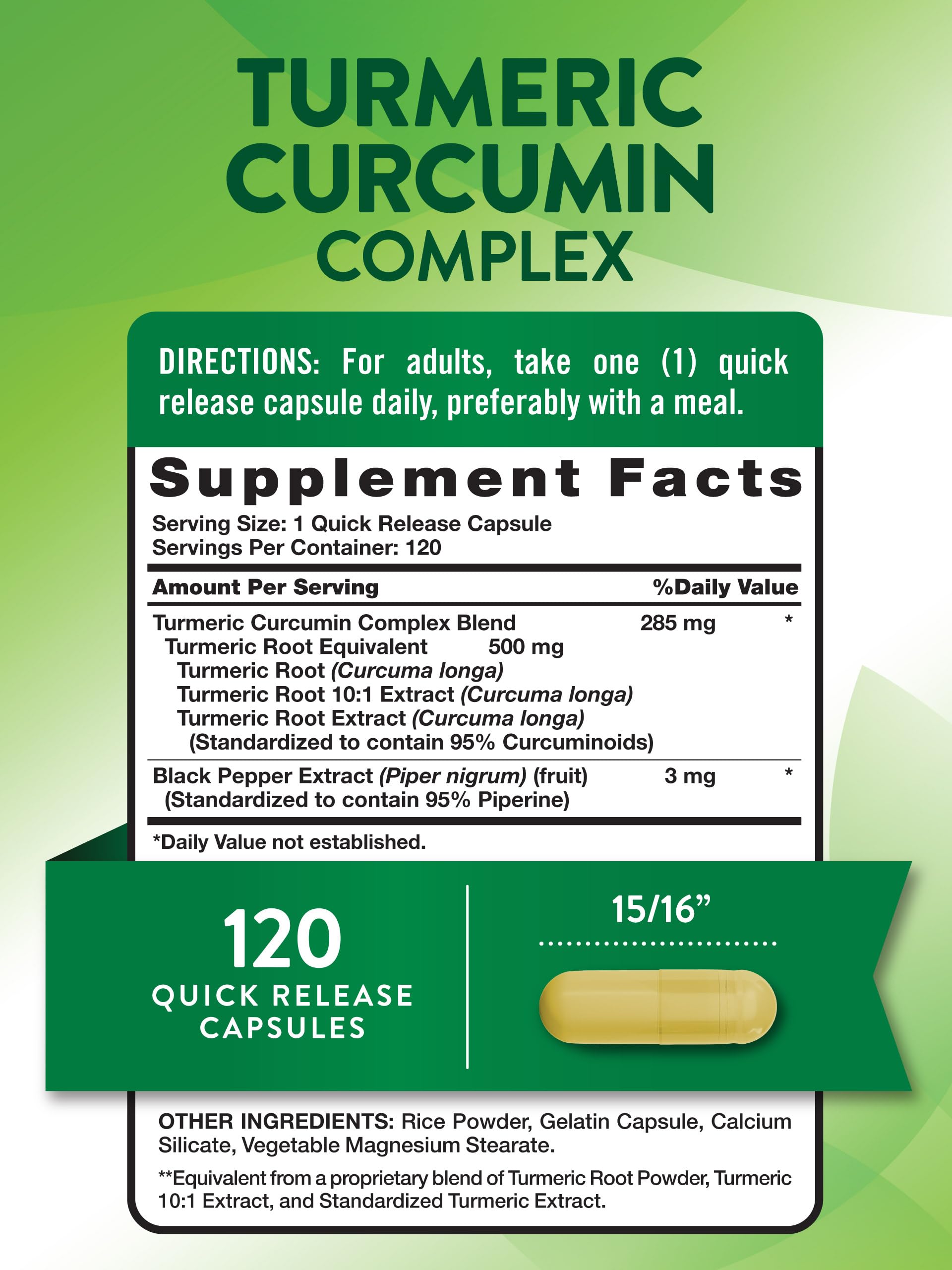 Foto 3 pulgar | Suplemento Nature's Truth, Cúrcuma Y Curcumina, 500 Mg, 120 Cápsulas - Venta Internacional.