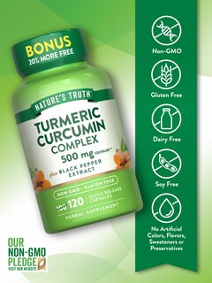 Foto 3 | Suplemento Nature's Truth, Cúrcuma Y Curcumina, 500 Mg, 120 Cápsulas - Venta Internacional.