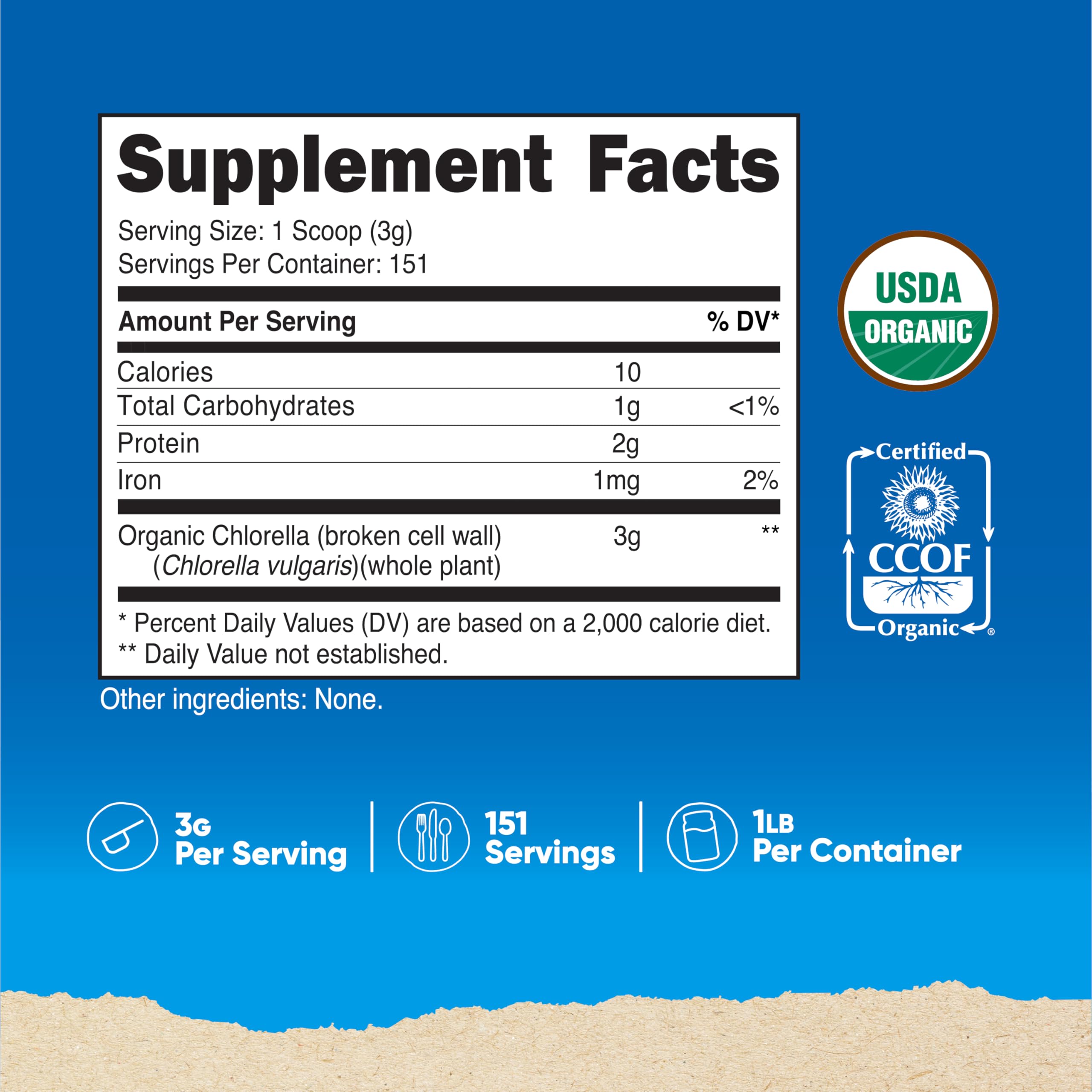 Foto 3 pulgar | Suplemento Nutricost De Clorella Orgánica En Polvo 473 Ml, 3 G/porción - Venta Internacional.