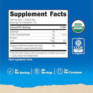 Foto 2 | Suplemento Nutricost De Clorella Orgánica En Polvo 473 Ml, 3 G/porción - Venta Internacional.