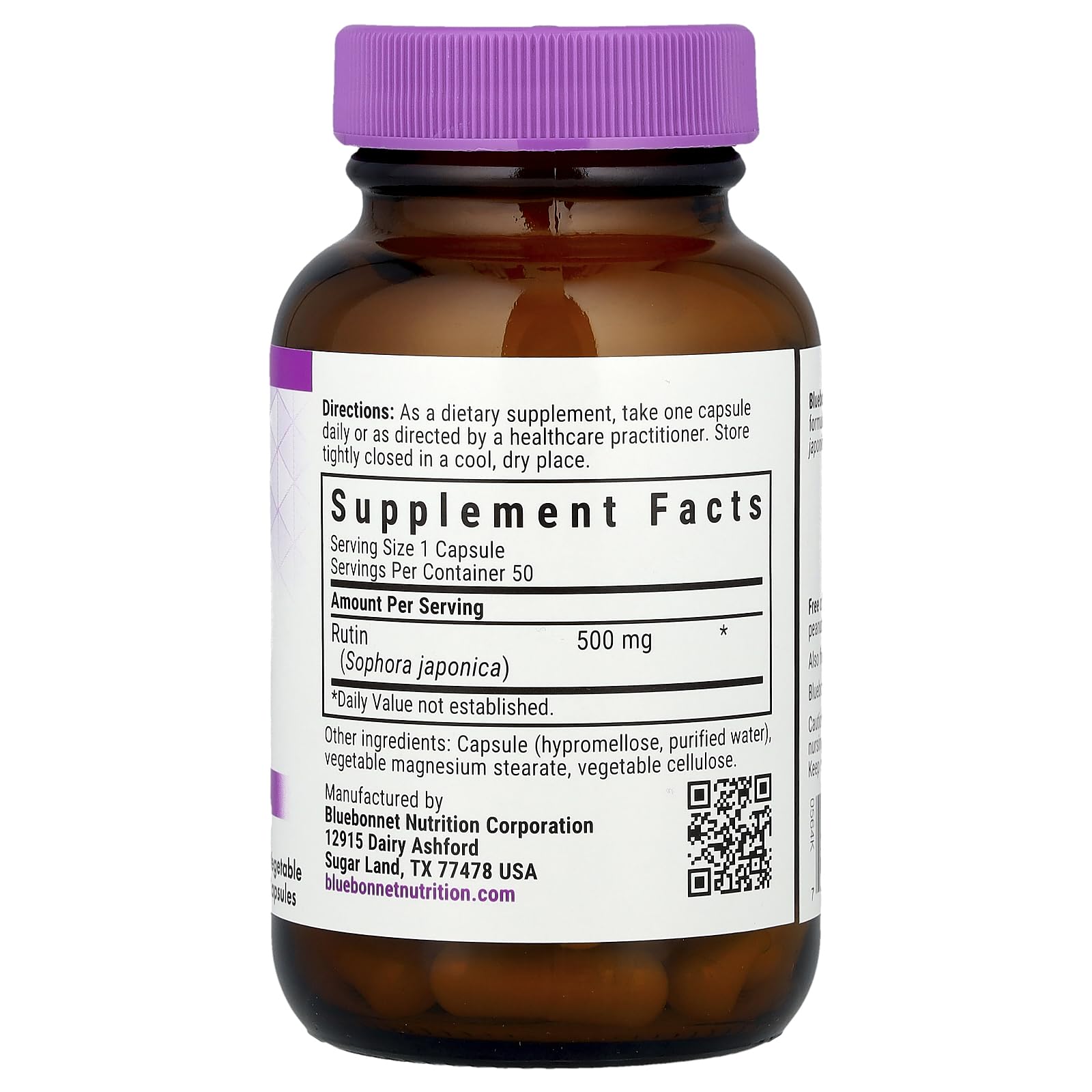Foto 3 pulgar | Suplemento Bluebonnet Nutrition Rutin 500 Mg 50 Cápsulas - Venta Internacional.