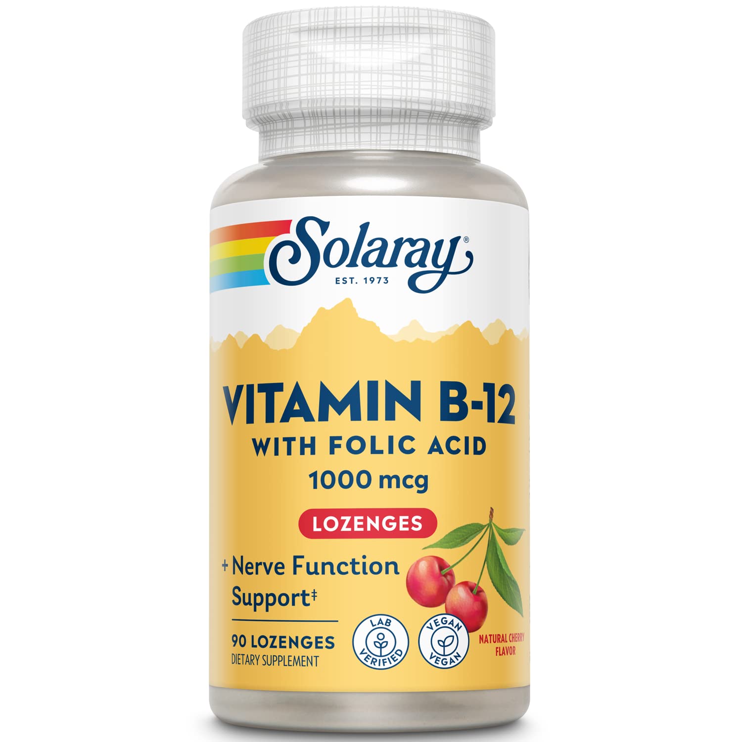 Suplemento Solaray De Vitamina B-12, 1000 Mcg, Pastillas, 90 Comprimidos - Venta Internacional.
