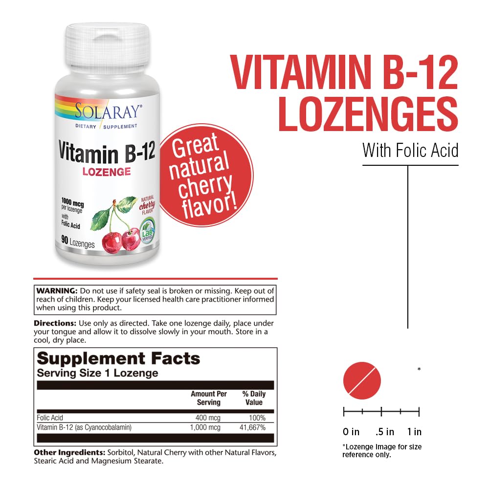 Foto 3 pulgar | Suplemento Solaray De Vitamina B-12, 1000 Mcg, Pastillas, 90 Comprimidos - Venta Internacional.
