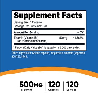 Foto 2 | Suplemento Nutricost De Vitamina B1 (tiamina) 500 Mg 120 Cápsulas - Venta Internacional.