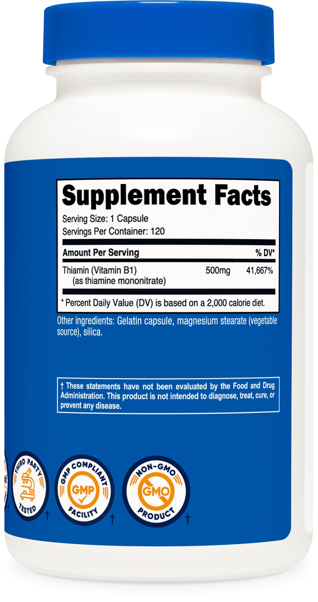 Foto 5 pulgar | Suplemento Nutricost De Vitamina B1 (tiamina) 500 Mg 120 Cápsulas - Venta Internacional.