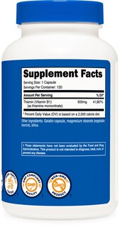 Foto 4 | Suplemento Nutricost De Vitamina B1 (tiamina) 500 Mg 120 Cápsulas - Venta Internacional.