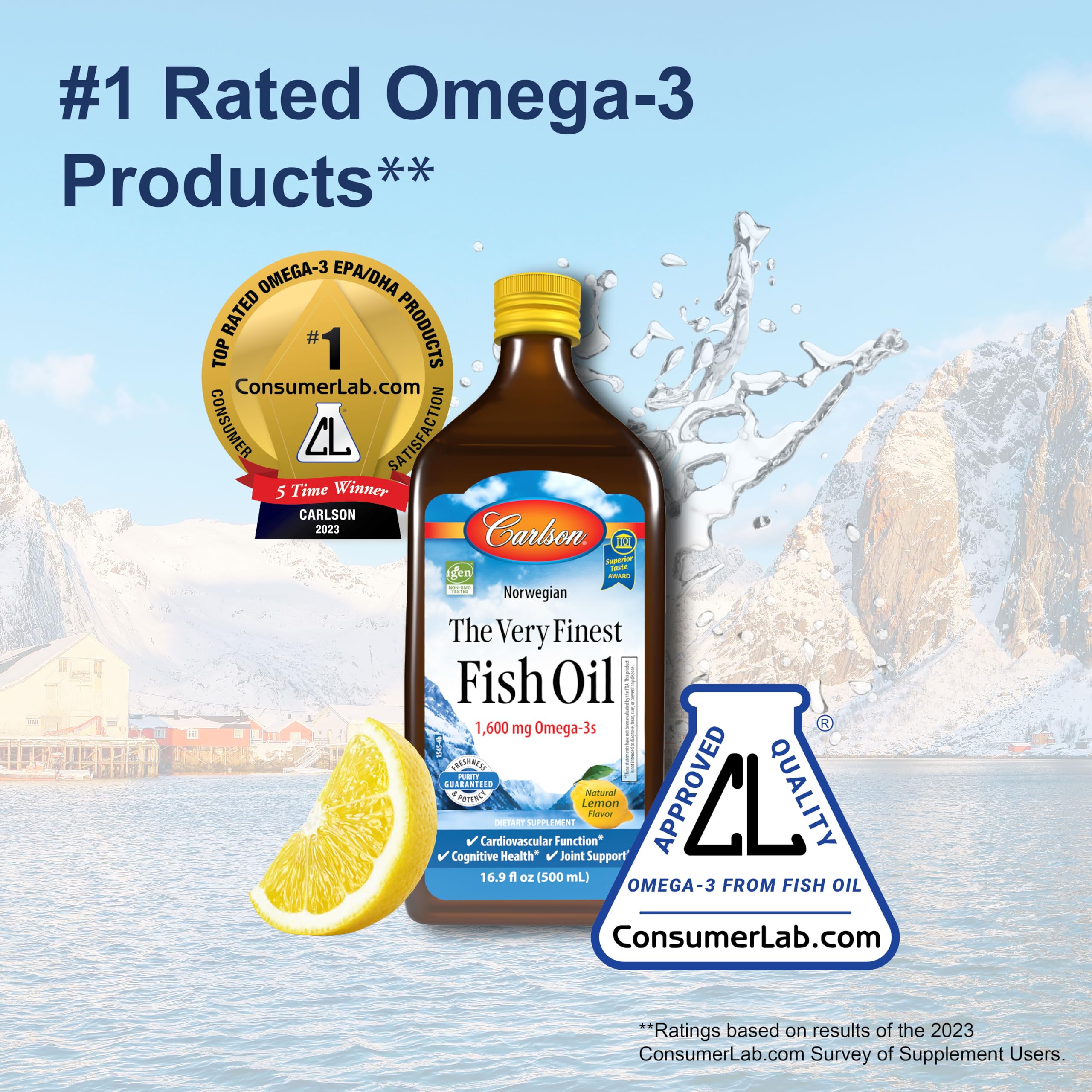 Foto 4 pulgar | Suplemento Carlson, El Mejor Aceite De Pescado, 500 Ml, 1600 Mg - Venta Internacional.