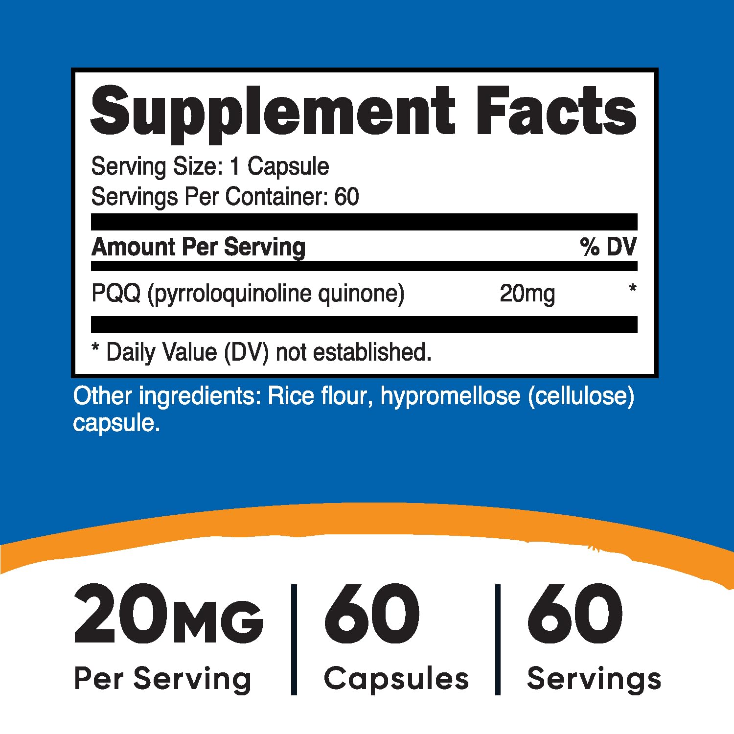 Foto 3 pulgar | Suplemento Nutricost Pqq (pirroloquinolina Quinona) 20 Mg 60 Cápsulas - Venta Internacional.