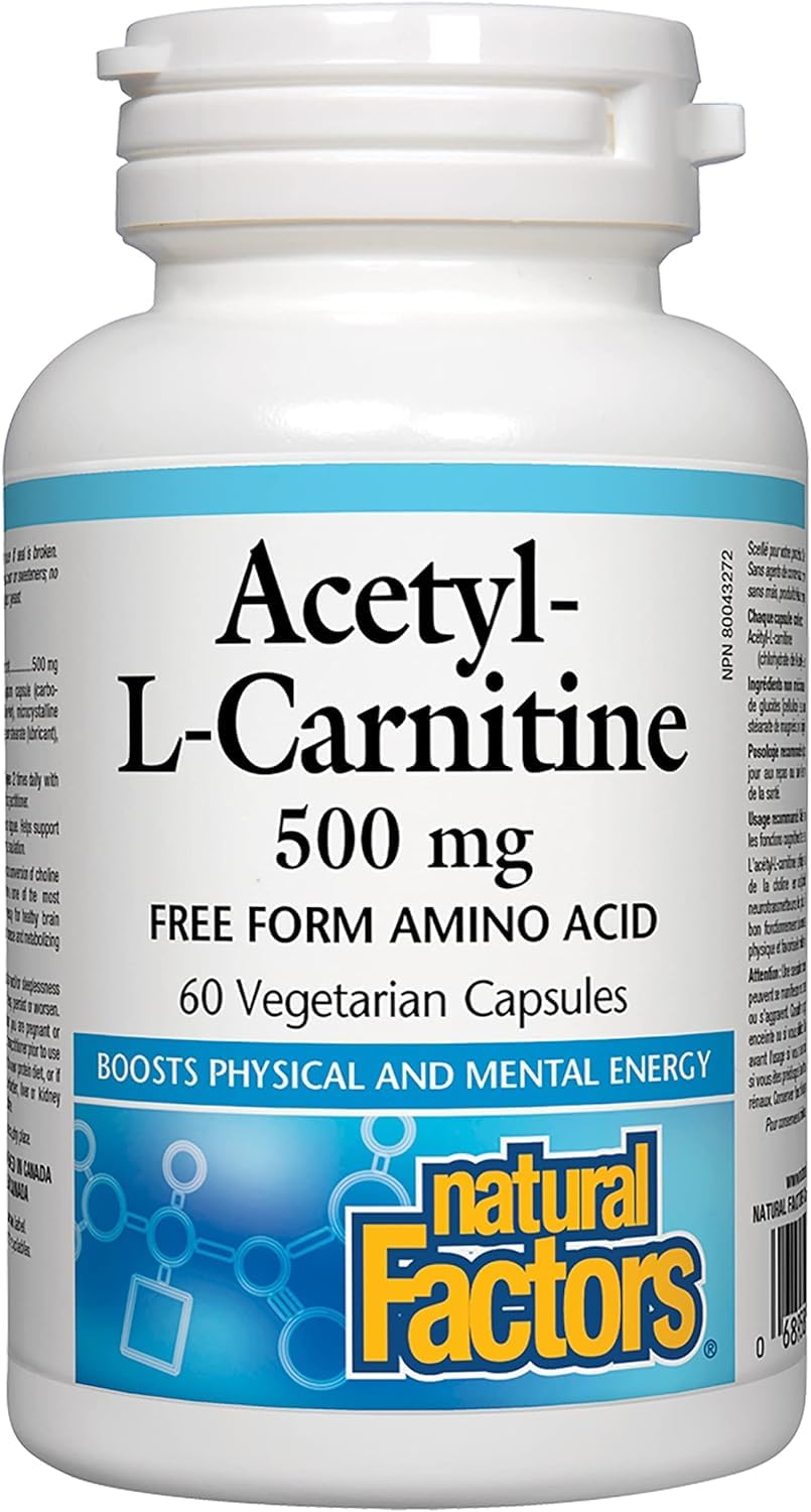 Foto 2 pulgar | Suplemento Natural Factors Acetil L-carnitina 500 Mg 60 Cápsulas - Venta Internacional.