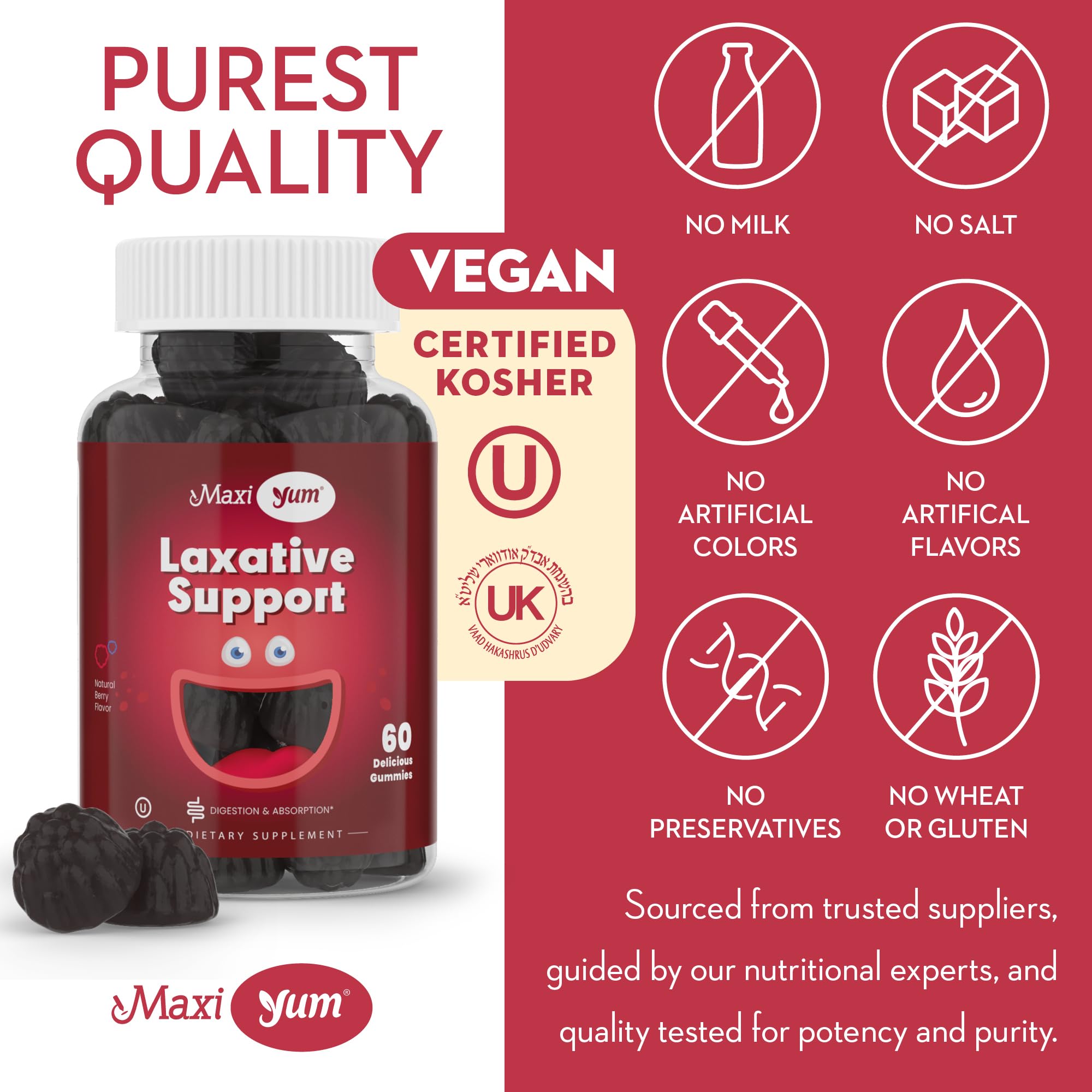 Foto 5 | Gominolas Laxantes Maxi Health 60, Gomitas Veganas Masticables - Venta Internacional.