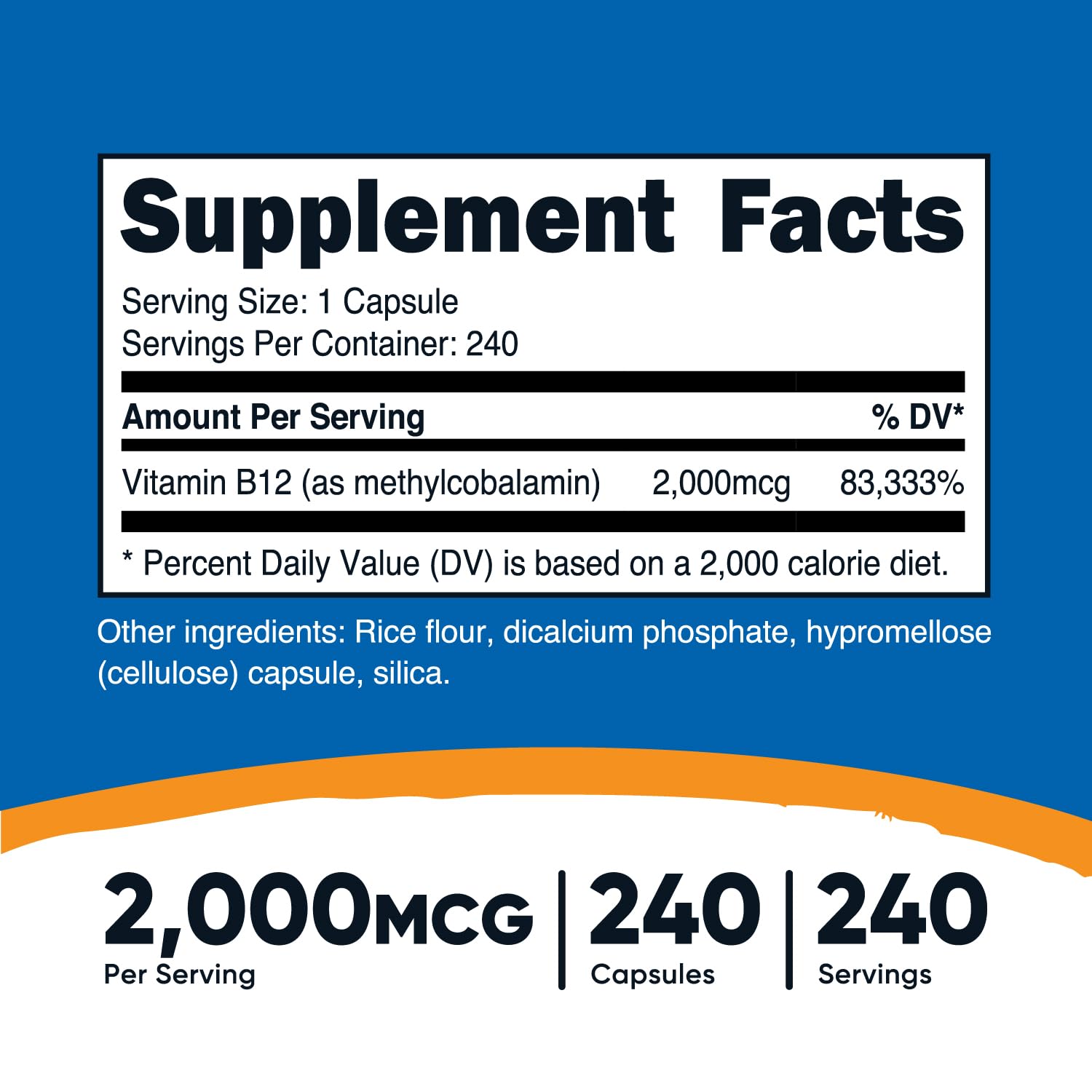 Foto 3 pulgar | Suplemento Nutricost De Vitamina B12 2000 Mcg 240 Cápsulas - Venta Internacional.