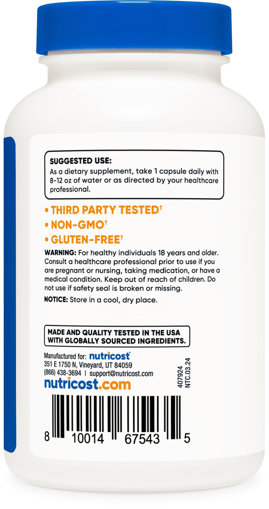 Foto 5 pulgar | Suplemento Nutricost De Vitamina B12 2000 Mcg 240 Cápsulas - Venta Internacional.