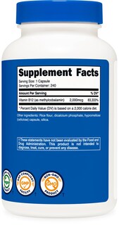 Foto 5 | Suplemento Nutricost De Vitamina B12 2000 Mcg 240 Cápsulas - Venta Internacional.